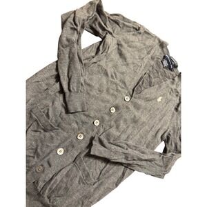 Ralph Lauren Sport Boyfriend Fit Gray Merino Wool Cardigan Sweater Women's M‎